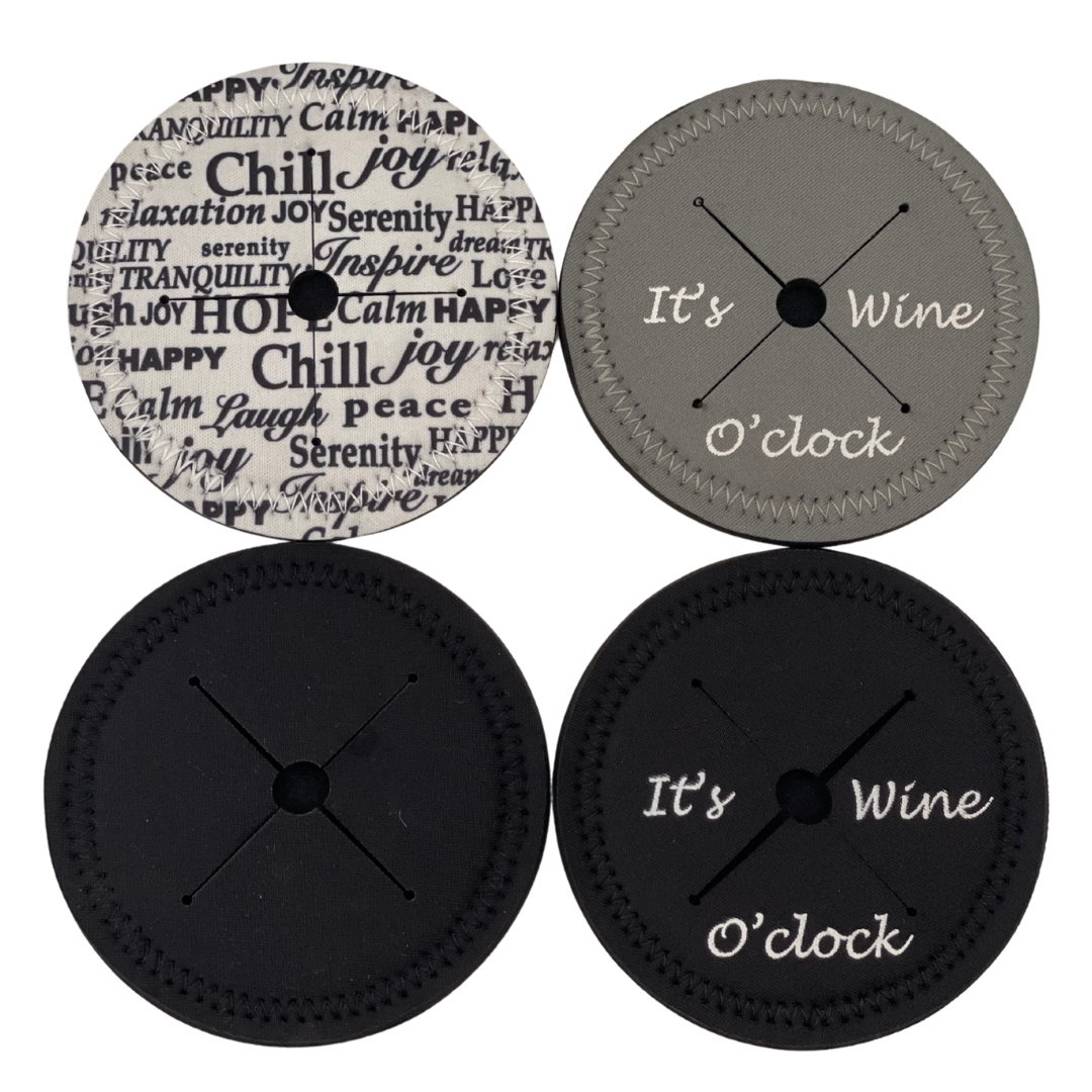 *4 Pack- 2x Personalised -It's Wine O'Clock and 2 Winedroplets