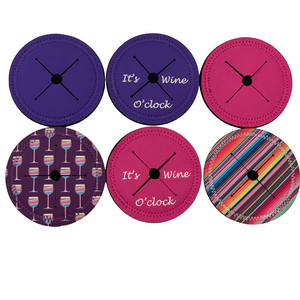 *6 Pack- 2 x Personalised -It's Wine O'Clock Coasters, 4 x Patterns and Plains