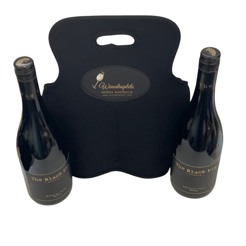 * Wine Bottle Bag- Double- Black